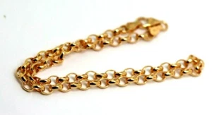 Tobillera Belcher genuina de oro amarillo macizo de 9 quilates de 25 cm eslabón ancho de 2,7 mm 5,1 g envío gratuito - Imagen 1 de 17