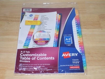Avery Classic 11125 A-Z Tab Customizable Table of Contents Dividers 1 Set - Image 1 of 2
