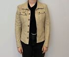 PENNYBLACK Vintage Y2k Cream Real Leather Metal Buttons Collared Women Jacket S
