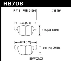 Hawk Perf Ceramic Frt Street Brake Pads for 07-08 BMW X5 3.0si/4.8i - Bild 1 von 5
