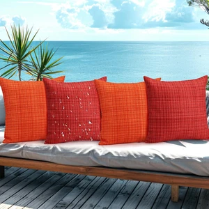 4 Pcs Waterproof Outdoor Throw Pillow Cover Decorative Linen Pillowcase Stripe S - Picture 1 of 7