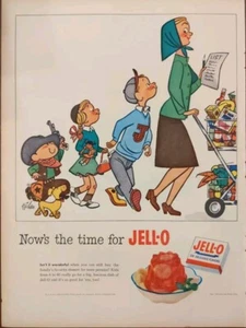 1952 Vintage Jello Druckanzeige, Einkaufsliste mit Kindern nach Cartoon - Bild 1 von 1