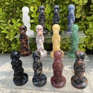 Calavera de piedra natural tallada en cristal de cuarzo Reiki curación aleatoria 1 pieza mixta - Imagen 1 de 12