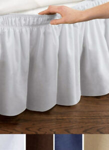 Wrap-Around Bedskirt Elastic Fitted Dust Ruffle Bed Skirt Easy 5 COLORS