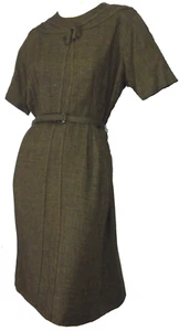 Volup Vintage 1950s Mynette Brown Sheath Secretary Dress Size Large 42" Bust - Picture 1 of 10