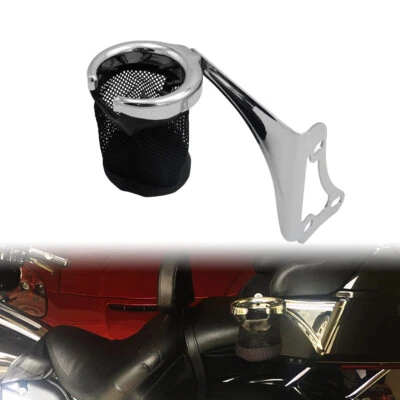 Chrome Passenger Left Side Drink Cup Holder For Harley Road Electra Glide 98-13 - Image 1 of 4