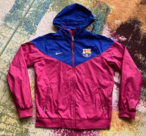 Nike FC Barcelona Jacke Herren Größe M Windbreaker Fußball Soccer Kapuze - Bild 1 von 10