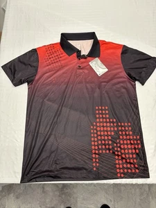 SPORT Golf Polo Shirt Short Sleeve Size Large Vert Red Stripe NWT Polyester - Picture 1 of 9