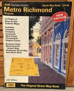 Metro RICHMOND Virginia Street Road Map Atlas By ADC The Map People 2002 - Picture 1 of 5