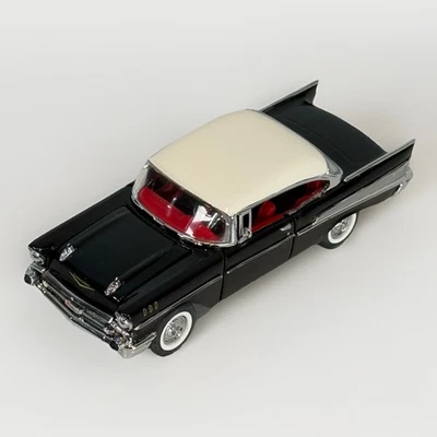 Franklin Mint The 1957 Chevy Bel Air Convertible Black Red Diecast 4.5” - Image 1 of 4
