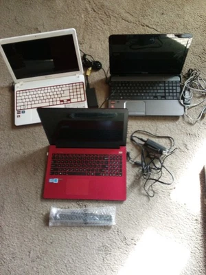 Lote De Colección Tres Piezas Portátiles Asus Gateway Toshiba Con Cables ¡Muy Bonito! Foto 1 de 4