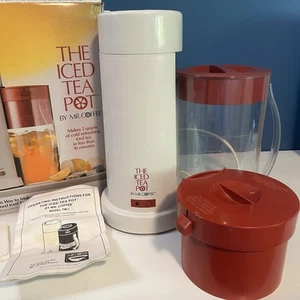 VTG Mr Coffee The Iced Tea Pot Maker #TM1 Red 2 Qt Pitcher Boxed Manual Tested! - Picture 1 of 24