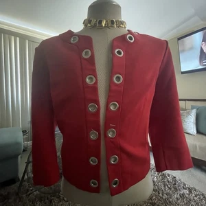 Roz & Ali Women’s Red 3/4 Sleeve Blazer Size XL with Silver Accents Career Artsy - Picture 1 of 9