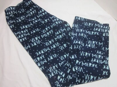 So intimates Fleece Pajama Christmas Very Merry Size Small Blue Elastic Waist - Image 1 of 4