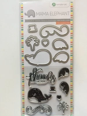 Juego de estampillas y troqueles de acrílico transparente de Mama Elephant WHALE SC0827 nuevo Foto 1 de 2