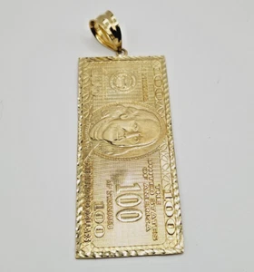 Großer rechteckiger Anhänger 10 Kt Gelbgold 100 Dollar Schein * - Bild 1 von 11