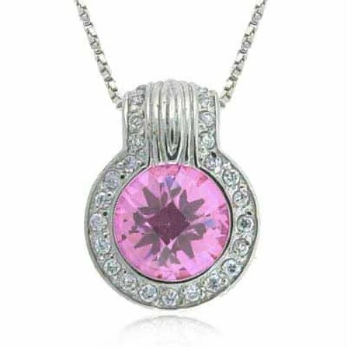 Sterling Silber Rosa Cz Rund Kreis Briolette Hängeleuchte - Bild 1 von 1