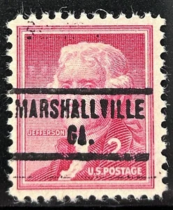 MARSHALLVILLE, GEORGIA Precancel TYPE 734 Two Cent Jefferson Stamp - Picture 1 of 1