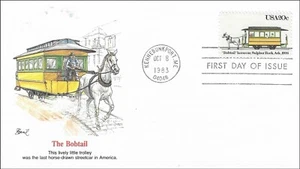 Tranvía tirado por caballos The Bobtail tranvía 1926 EE. UU. Fleetwood Cachet FDC 1983 - Imagen 1 de 2