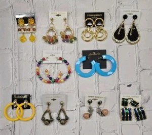 Lote de 10 pares de pendientes vintage años 90 bisutería de moda ¡LEER POR FAVOR! - Imagen 1 de 11