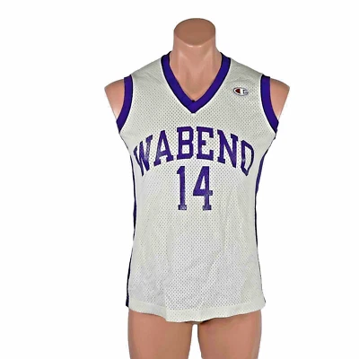 Винтажный леди чемпион WABENO #14 HS сетки баскетбол Джерси фиолетовый/белый 12 сделано в США - Изображение 1 из 4