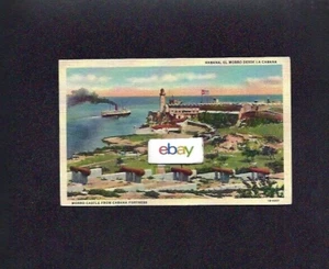 HAVANNA KUBA MORGEN SCHLOSS AUS CABANA FESTUNG LEINEN 1950 POSTKARTE - Bild 1 von 1