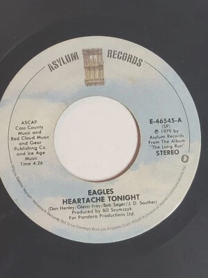 EAGLES 45 RPM Record Heartache Tonight / Teenage Jail 1979  - Image 1 of 4