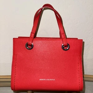 Armani Exchange Red Leather Bag, Wear It Crossbody Or Use The Double Handles - Picture 1 of 14