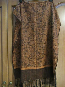 LOVELY GOLD PASHMINA WITH FRINGE EMBELLISHMENT - PRICE REDUCED! - Picture 1 of 3