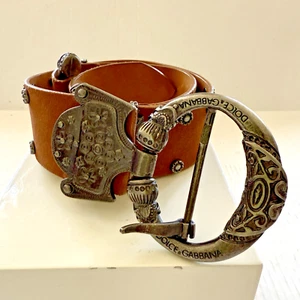 Dolce & Gabbana Auténtico Cinturón de Gamuza de Cuero con Decoración de Metal Talla 30/70 DEFECTUOSO - Imagen 1 de 13