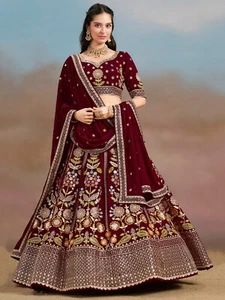 DESIGNER LEHENGA CHOLI INDIAN BOLLYWOOD WEDDING PARTY PAKISTANI WEAR READYMADE - Picture 1 of 10