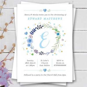 40 Personalised christening baptism naming day birthday invitations boy blue