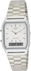 Casio Mens Vintage Retro Dual Display Silver Bracelet Watch AQ-230A-7DMQYES New - Picture 1 of 4