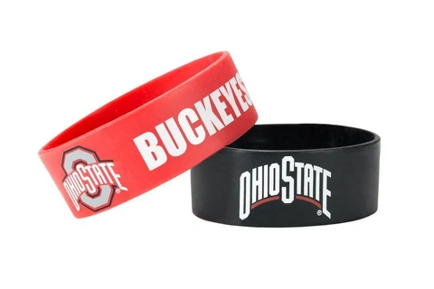 Ohio State Buckeyes Silicone Bracelets 2 Pack Wide [NEW] NCAA Jewelry Bracelet Cover
