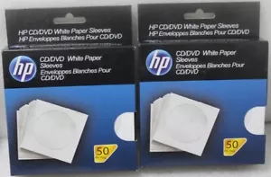 100 HP CD / DVD White Paper Sleeves Disc Storage Protectors w/Clear Window Flap - Picture 1 of 3