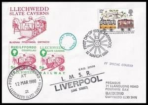 1980 GB Llechwedd Slate Caverns LMSR Liverpool Posted Underground FDC - Imagen 1 de 1