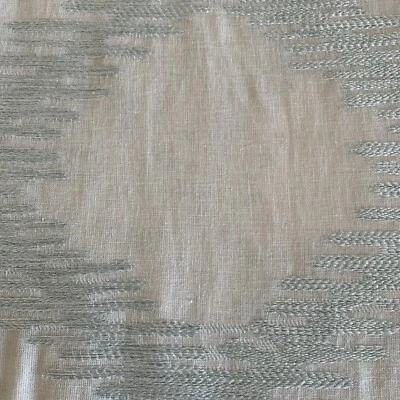 Cortina jacquard West Elm treliça cortada 48x108 aba escondida top creme aquático - Imagem 1 de 4