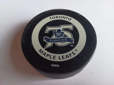 75th Anniversary Toronto Maple Leafs Official Game Hockey Puck  Paul Devorski - Image 1 of 4