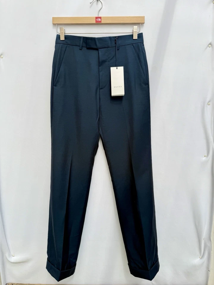 Gucci Uniform Wool Mohair Pants Dark Green Relaxed Italian Luxury IT 42 UK 10 M - Image 1 of 4