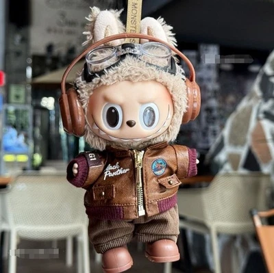 (No Dolls) Set For LABUBU The Monsters Plush Doll Retro Leather Jacket Clothes - Image 1 of 4