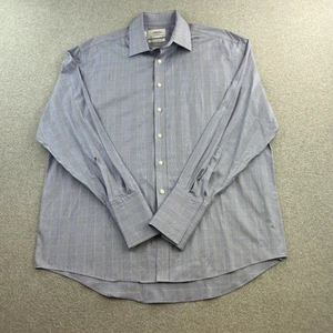Charles Tyrwhitt Dress Shirt Mens 17.5 Blue Green Plaid Non Iron Classic Fit - Picture 1 of 11