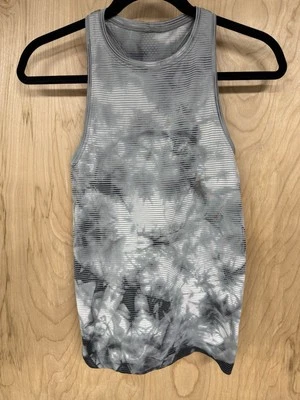 Lululemon x Peloton Swiftly Tech Tank 2.0 *Lavagem Tamanho 4 Shibori Listra Cinza Excelente Estado Usado - Imagem 1 de 4