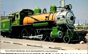 NORTHWESTERN PACIFIC ENGINE 112 Museo del Ferrocarril SACRAMENTO, CA 4x6 Postal - Imagen 1 de 2