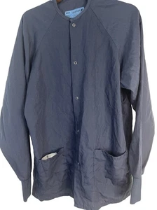 aramark Langarm Scrub Shirt Snap Up Blau Polyester Tasche Large LESEN - Bild 1 von 6