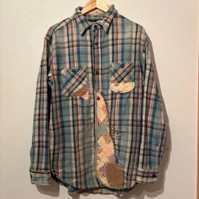 CAMISA CAPITAL PATCHWORK FRANELA HOMBRE COLOR AZUL MATERIAL ALGODÓN TALLA L USADA Foto 1 de 4