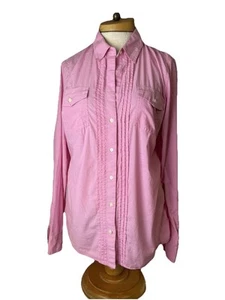 Banana Republic Women’s Size L Pink L/S Pintucked Cotton Blouse  - Picture 1 of 8
