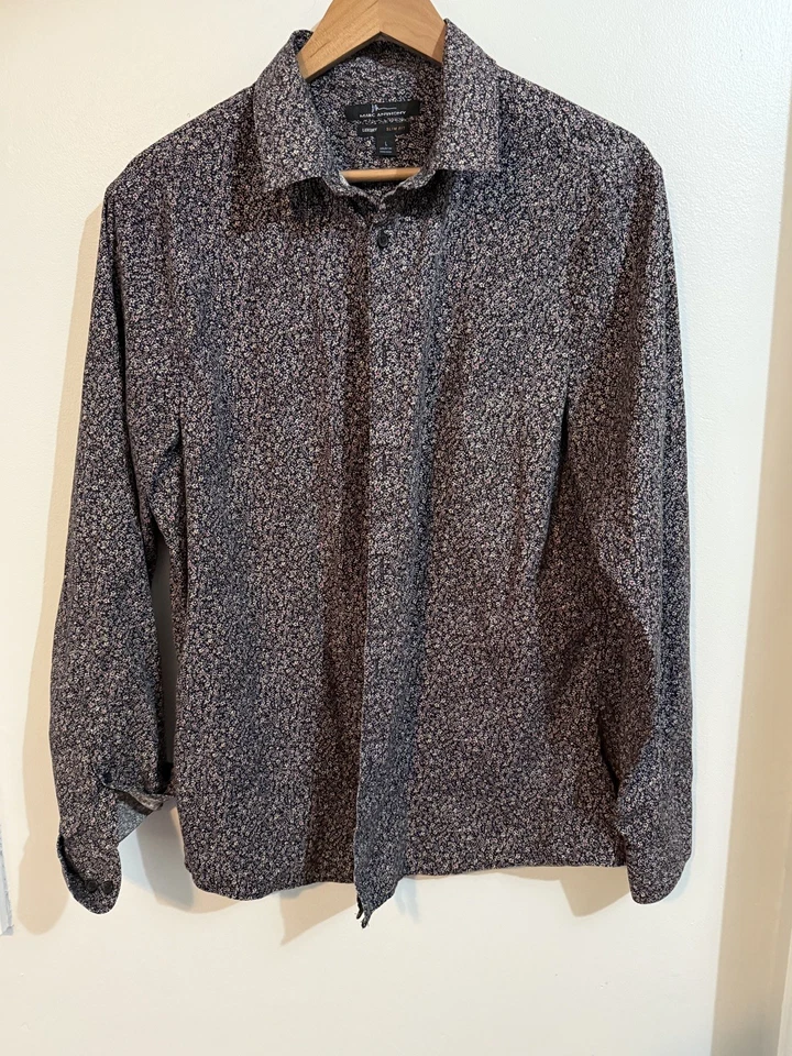 Marc Anthony эластичной роскошь Slim Fit длинным рукавом на пуговицах размер L цветочный  - Изображение 1 из 3