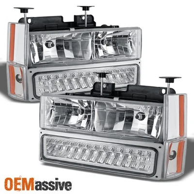 Fit 88-93 C10 C/K 1500 2500 3500 Suburban Sierra Yukon Headlights + LED Bumper - Image 1 of 4
