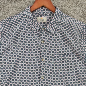 Marine Layer Shirt Mens Medium Stretch Selvage Short Sleeve Camp Summer Cotton - Picture 1 of 16