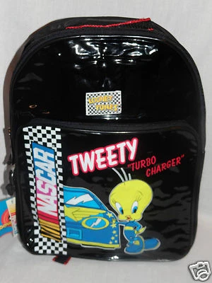 NUEVA CON ETIQUETAS MOCHILA LOONEY TUNES NEGRA NASCAR NIÑOS PIOLÍN 15" X 11" X 3"  Foto 1 de 2